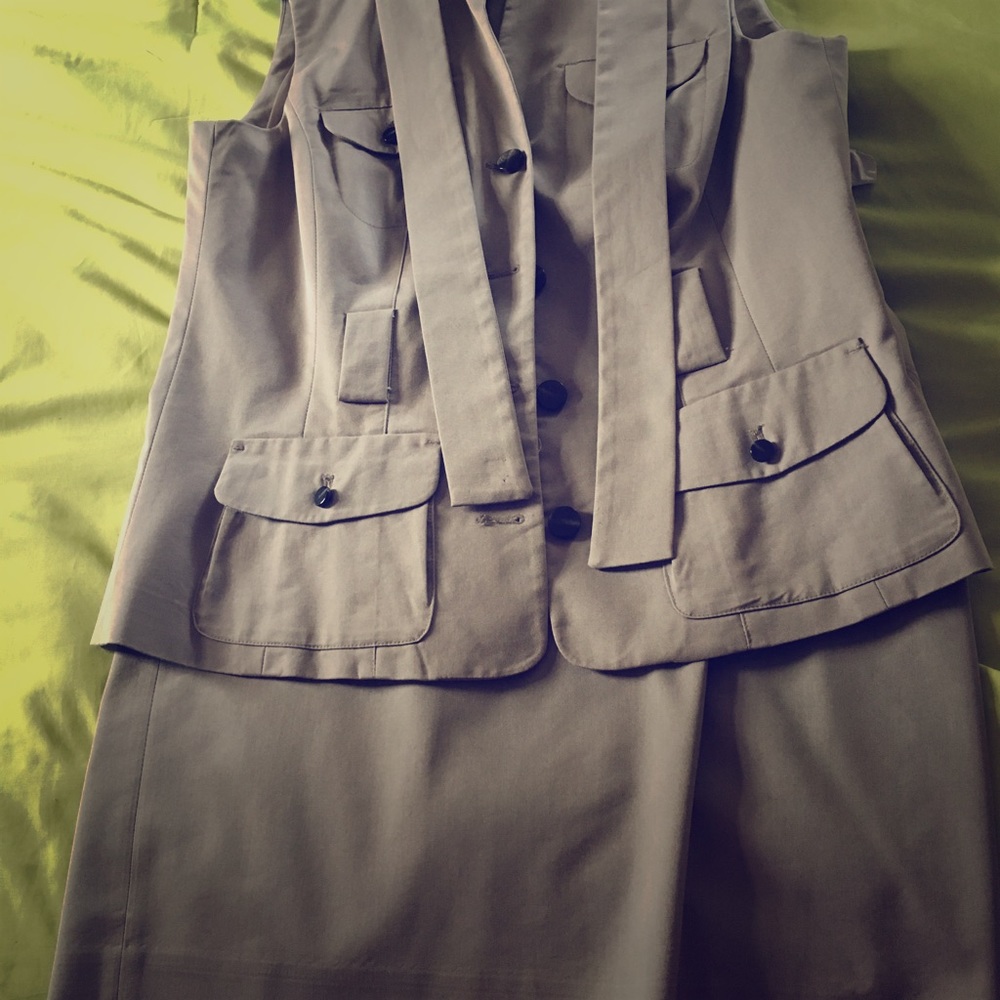 Two piece khaki skirt set